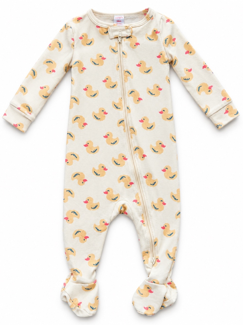 JOE FRESH - Cream/Yellow Baby Footed One-Piece with Duck Print